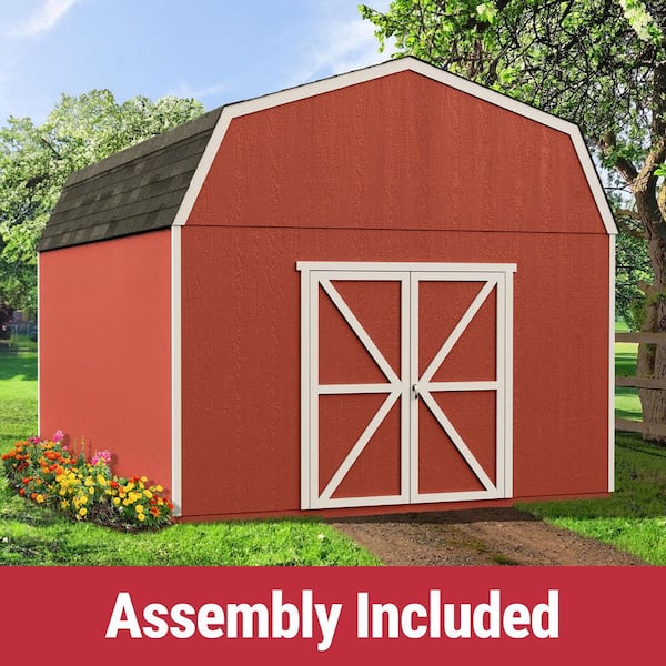 Professionally Assembled Hudson 12 ft. x 20 ft. Multi-Purpose Barn Style Wood Storage Shed -Black Shingle (240 sq. ft.)