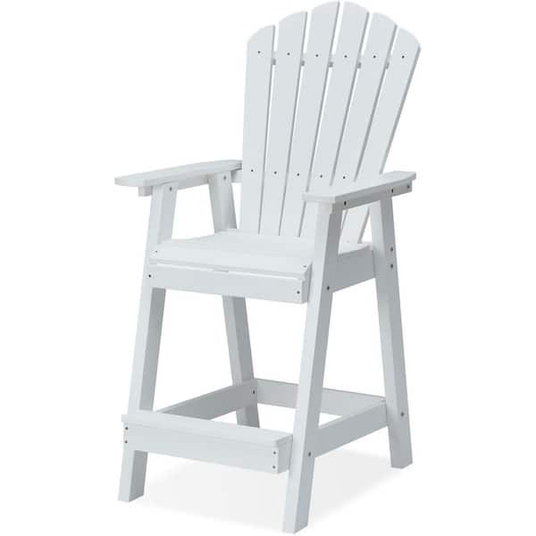 Polystyrene Tall Adirondack Outdoor Bar Stool in White