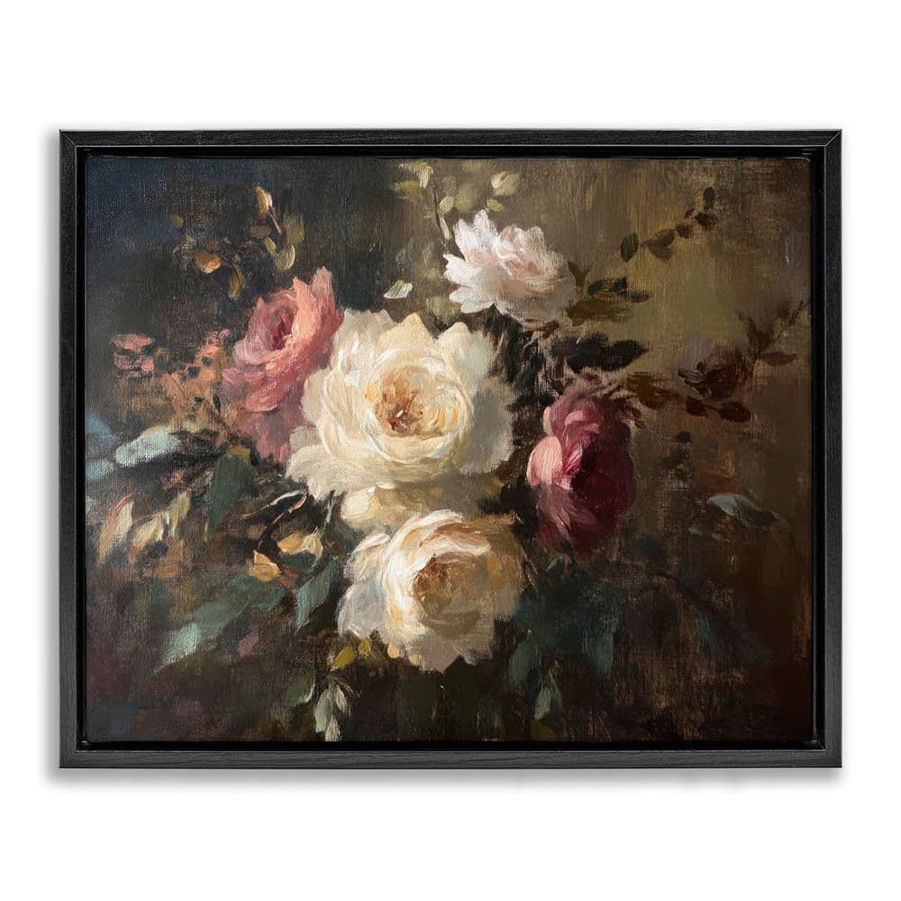 Dark Still Life Roses by Petal Prints Design Black Floater Frame Nature Graphic Art Print 17 in. x 21 in. price history on PriceWatchPro