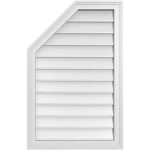 22 in. x 34 in. Octagonal Surface Mount PVC Gable Vent: Decorative with Brickmould Frame