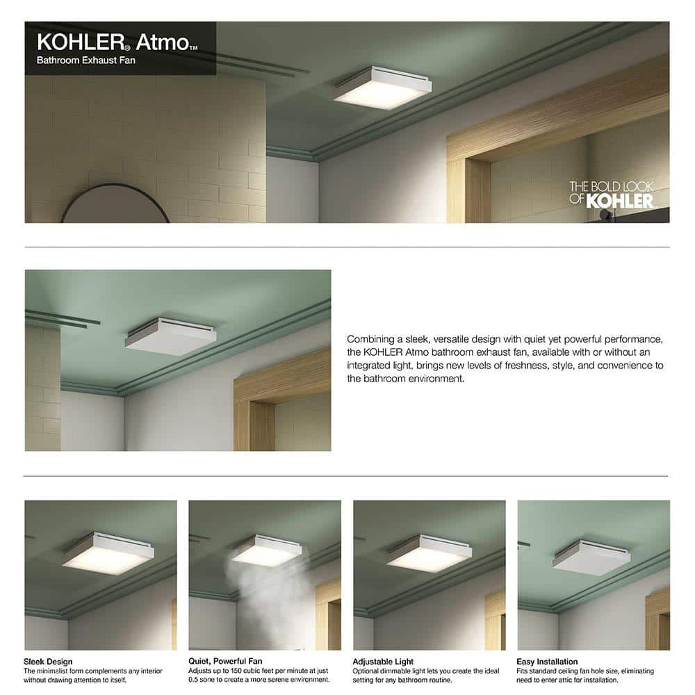 Kohler White Steel LED Ceiling Mount Exhaust Fan