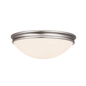 Atom 1-Light Brushed Steel Flush Mount with Opal Glass Shade