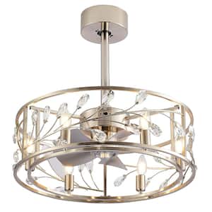 Fairy 20 in. Indoor Satin Nickel Chandelier Ceiling Fan with Light Kit and Remote Control Included