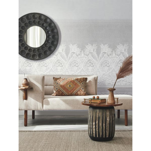 2.25 ft.x 10.2 ft.Gray Henna Wallpaper Mural