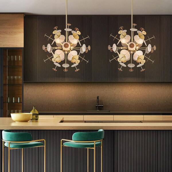 RRTYO Vivaan 9-Light Modern Gold Linear Sputnik Starburst Textured
