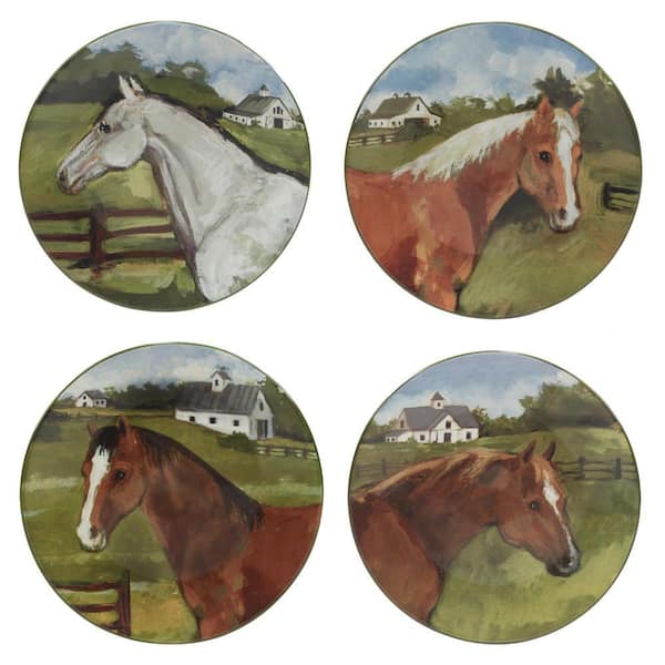 Certified International York Stables Multicolored Earthenware Salad Plate Set Of 4
