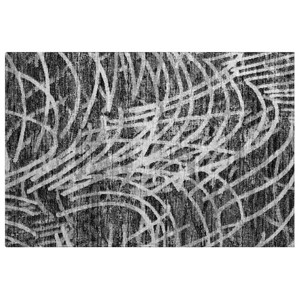 Dream Shag Premium Machine Washable Abstract ADS35 Charcoal 2 ft. x 3 ft. Accent Rug