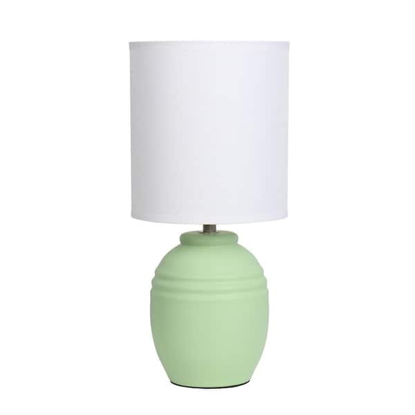 12.5 Classic Jar Table Lamp, Sage Green Base with Fabric Shade for Living Room or Dorm