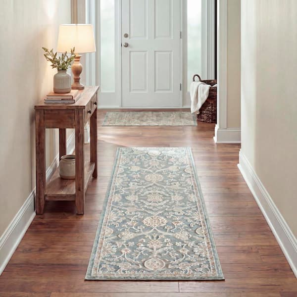 Isla Blue 2 ft. x 6 ft. Medallion Traditional Runner Area Rug