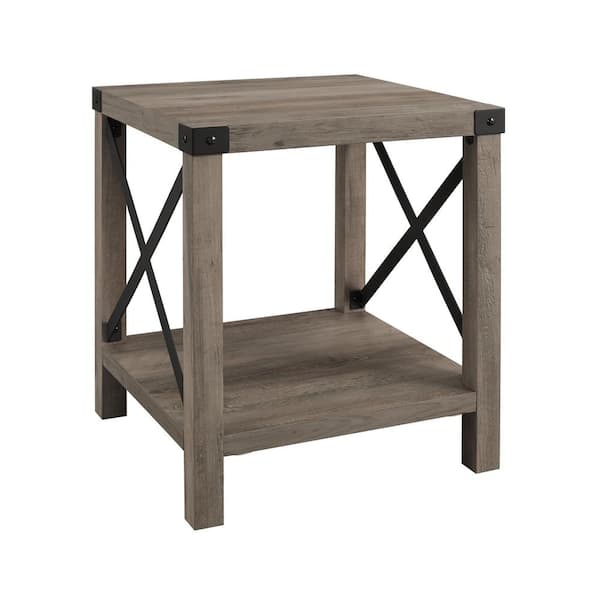 Doornen Additief rem Walker Edison Urban Industrial 18 in. Grey Wash Square Metal X Accent Side  Table with Lower Shelf-HDF18MXSTGW - The Home Depot