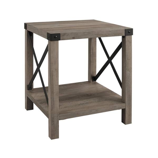 Walker Edison 18 In Grey Wash Rustic, Rustic Grey Coffee Table And End Tables
