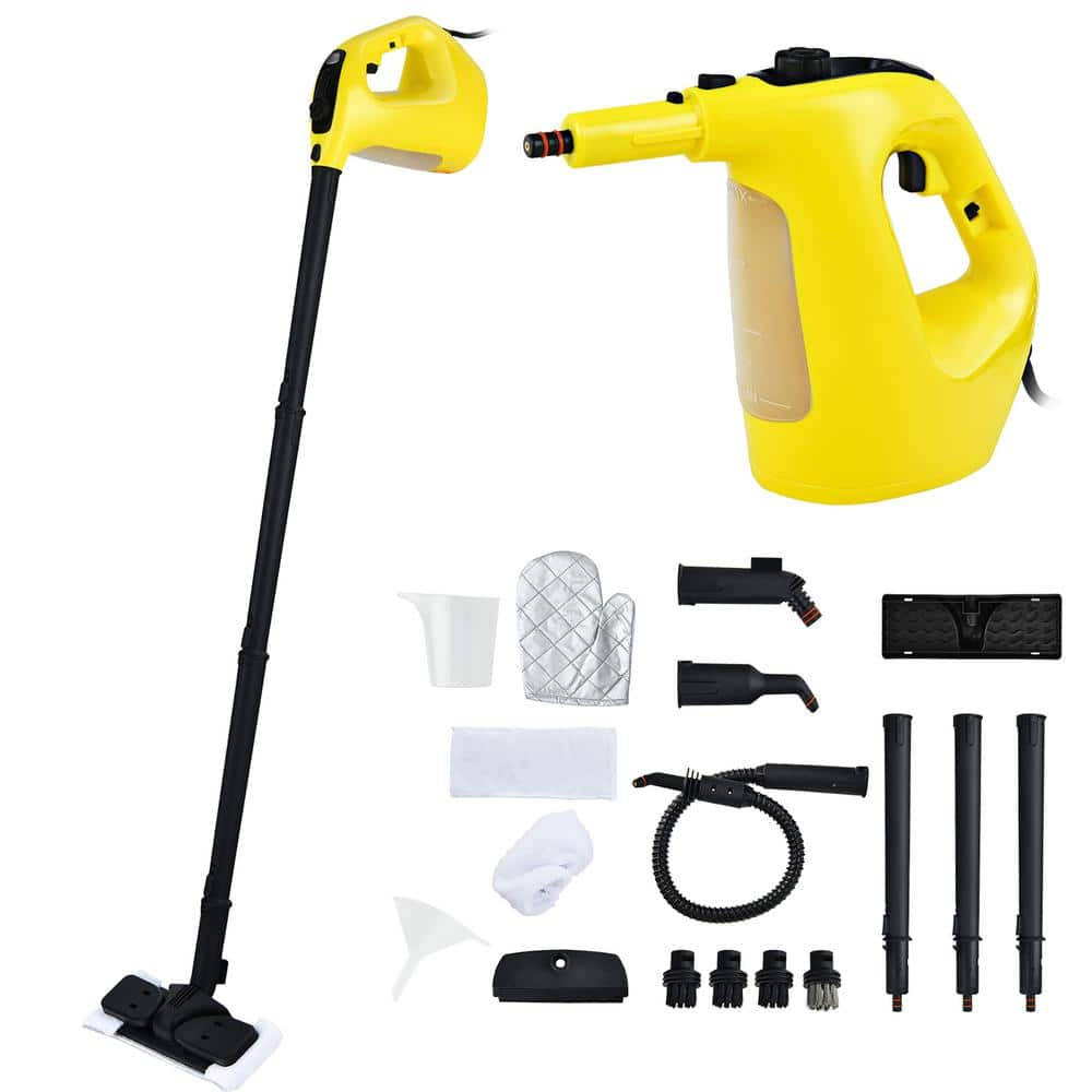 Costway 1400-Watt Multipurpose Pressurized Handheld Corded Steam Mop with Accessories Yellow (17-Piece)