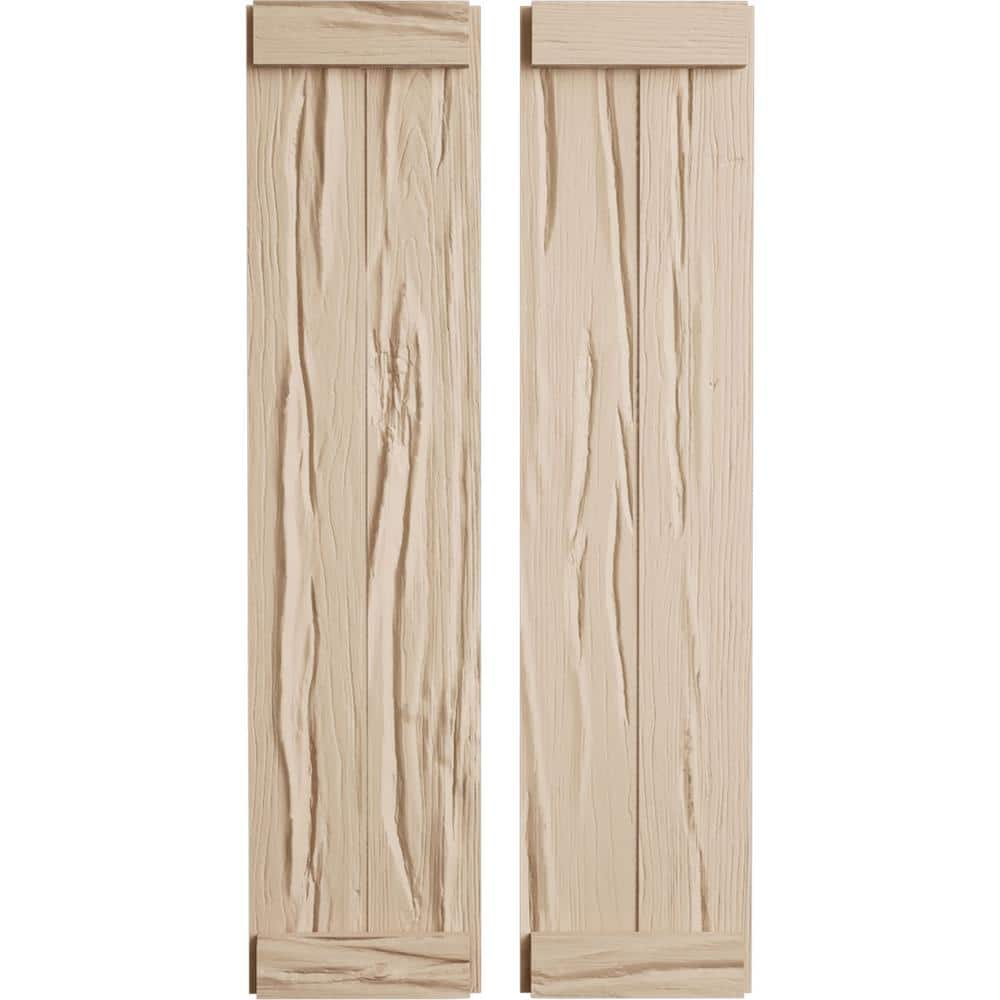 11 in. x 36 in. Timberthane Polyurethane 2-Board Joined Board-n-Batten Riverwood Faux Wood Shutters, End Batten Pair price history on PriceWatchPro