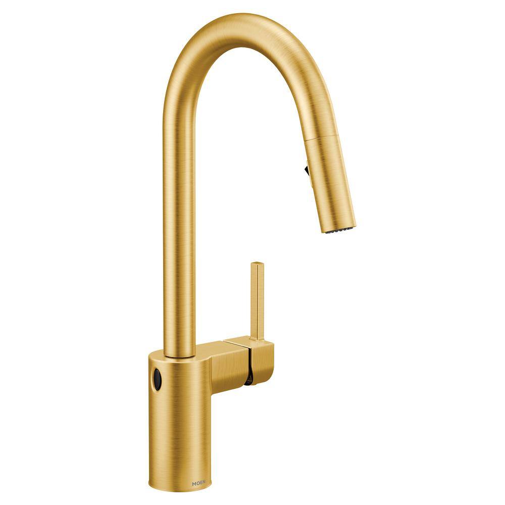 Align Single-Handle Touchless Pull Down Sprayer Kitchen Faucet with MotionSense Wave and Power Clean in Brushed Gold