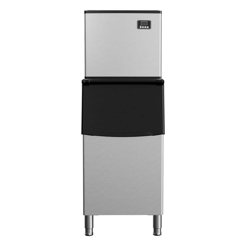 23 in. 400 lb. /24H Commercial Freestanding Ice Maker in Silver, Full Size Cubes Ice Maker with 250 lb. Storage Capacity