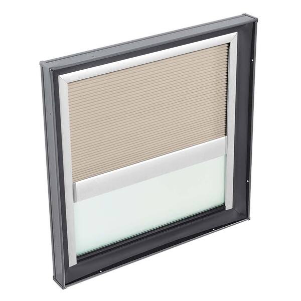 VELUX 22-1/2 in. x 22-1/2 in. Fixed Curb Mount Skylight with Tempered Low-E3 Glass & Classic Sand Manual Light Filtering Blind