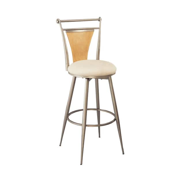 Hillsdale Furniture London 30 in. Pewter with Maple Finished Wood Swivel Bar Stool