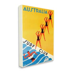 "Retro Pop Australian Surf Club Yellow Blue" by Marcus Jules Unframed Nature Canvas Wall Art Print 16 in. x 20 in.