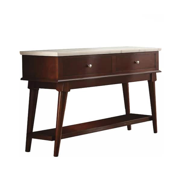 Acme Furniture Gasha White Marble and Walnut Buffet with Drawers