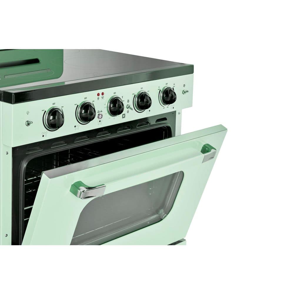 Summer Mint Green 30" Retro Freestanding Electric Range with Convection Oven