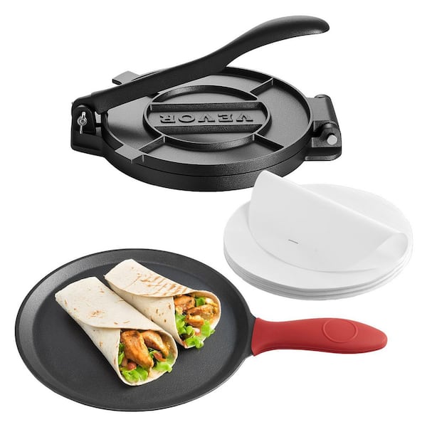 Tortilla Press, 10 in. Cast Iron Tortilla and Roti Maker, Heavy Duty Tortilladora Press, Pataconera Makers with Handle