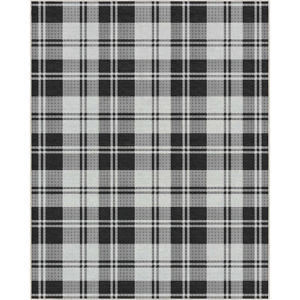 Black 5 ft. x 7 ft. Apollo Plaid Farmhouse Geometric Area Rug
