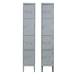 66 in. H 4-Door Steel Metal Lockers for Employees, Storage Locker Cabinet for Gym Office School in Gray (Set of 2)