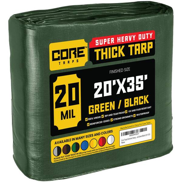 CORE TARPS 20 ft. x 35 ft. Green and Black Polyethylene Heavy Duty