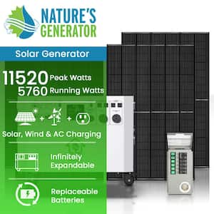 Powerhouse Gold PE 7,200-Watt Electric Switch Solar Generator with (2) 410-Watt Panels, Power Transfer Kit and Wheels
