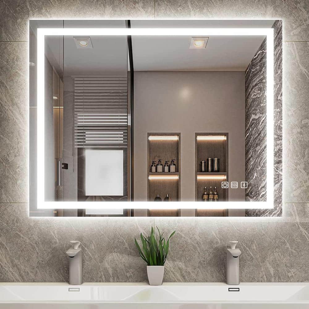 40" x 28" Frameless Rectangular LED Bathroom Vanity Mirror