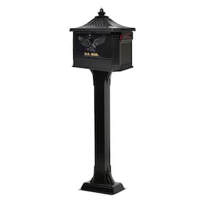 Hemingway Black, Large, Aluminum, Locking, All-in-One Mailbox and Post Combo