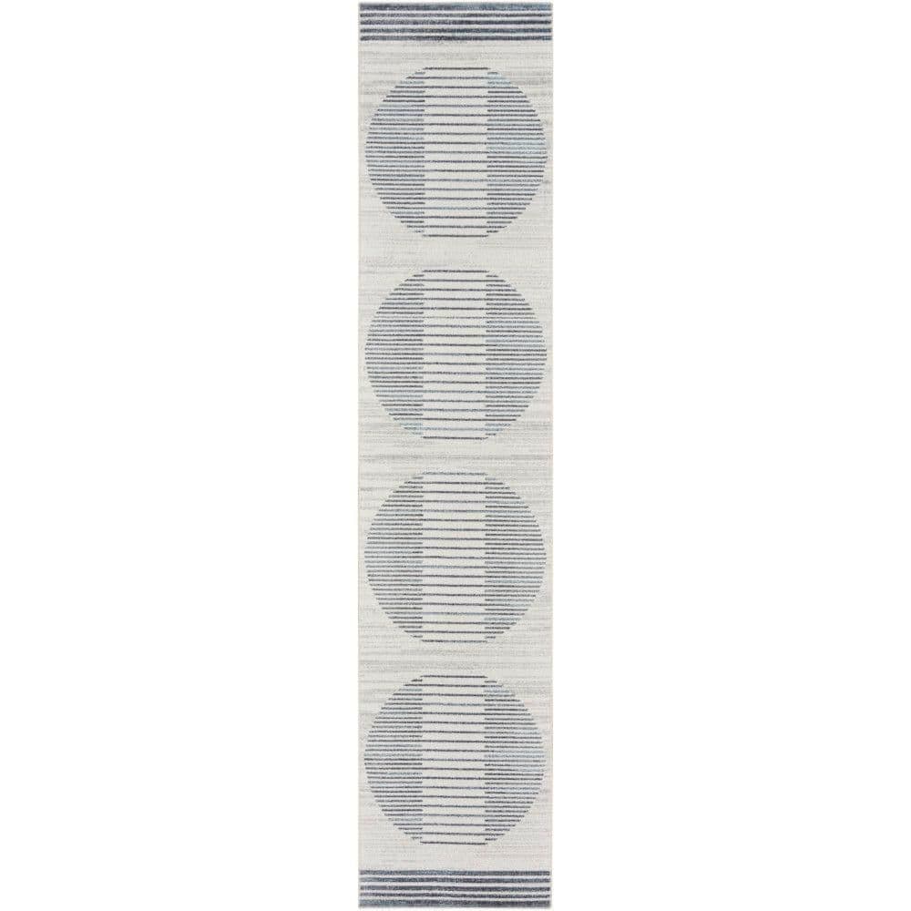 Astra Machine Washable Ivory Blue 2 ft. x 10 ft. Linear Contemporary Kitchen Runner Area Rug price history on PriceWatchPro