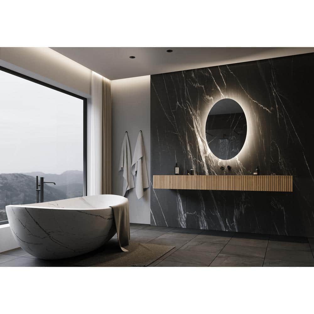 Original Backlit 24 in. W x 36 in. H Oval Frameless Wall Mounted Bathroom V