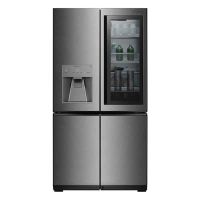 23 cu. ft. 4-Door French Door Smart Refrigerator with Voice Control, Auto Open Drawer in Textured Steel, Counter Depth