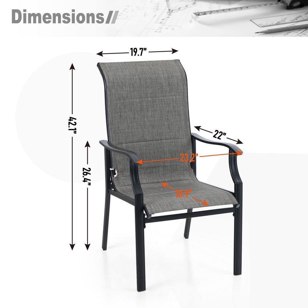 Black Metal and Dark-Grey Textilene 9-Piece Expandable Patio Dining Set