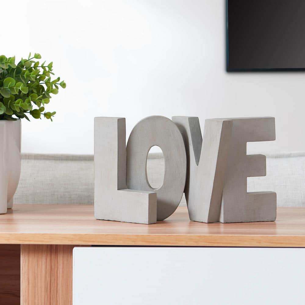 LOVE Block Gray Letters Decor