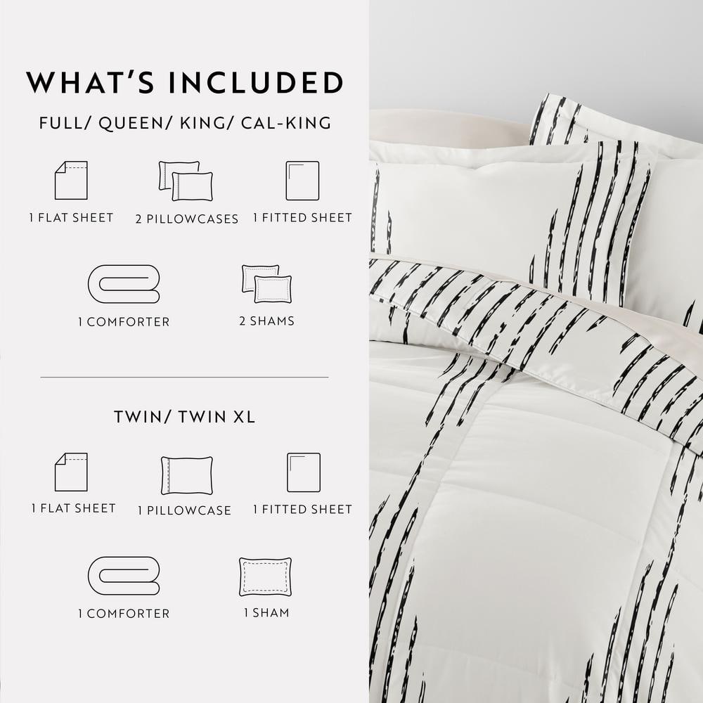 Twin Gray and White Microfiber Diamond Stripe Bedding Set