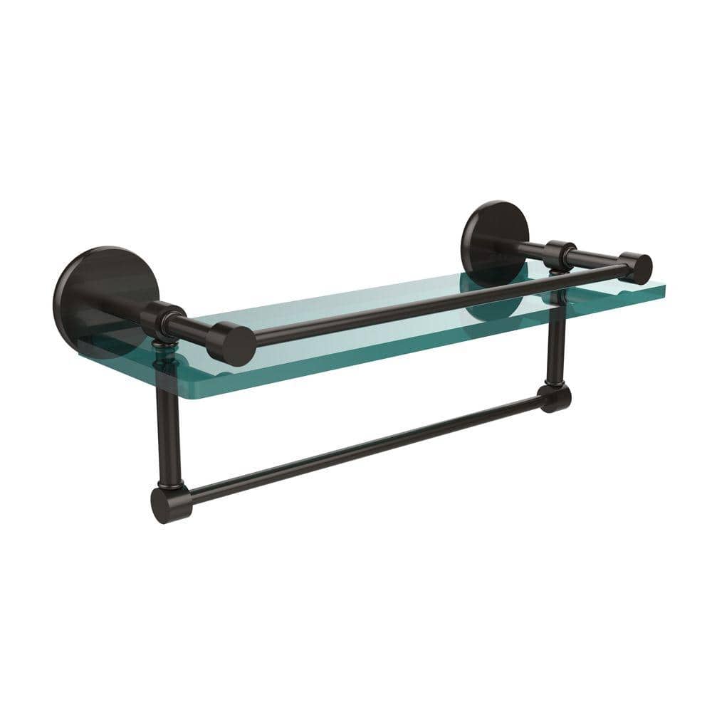 Allied Brass 16 in. L x in. H x in. W Clear Glass Bathroom Shelf with  Towel Bar in Oil Rubbed Bronze P1000-1TB/16-GAL-ORB The Home Depot