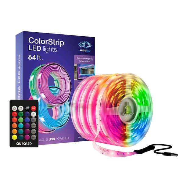 auraLED 64 ft. USB Plug-in Dimmable Cuttable Color Changing