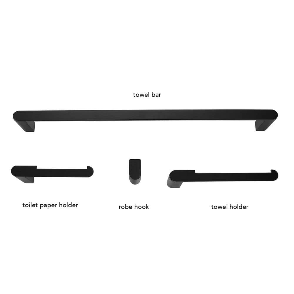 Matte Black Metal 4-Piece Bathroom Hardware Set