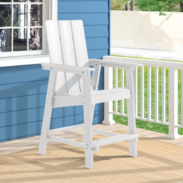 Sonkuki Plastic Adirondack Chair Patio Chair with Big Armrests Fire Pit Chair Weather Resistant, Outdoor Bar Stool, White