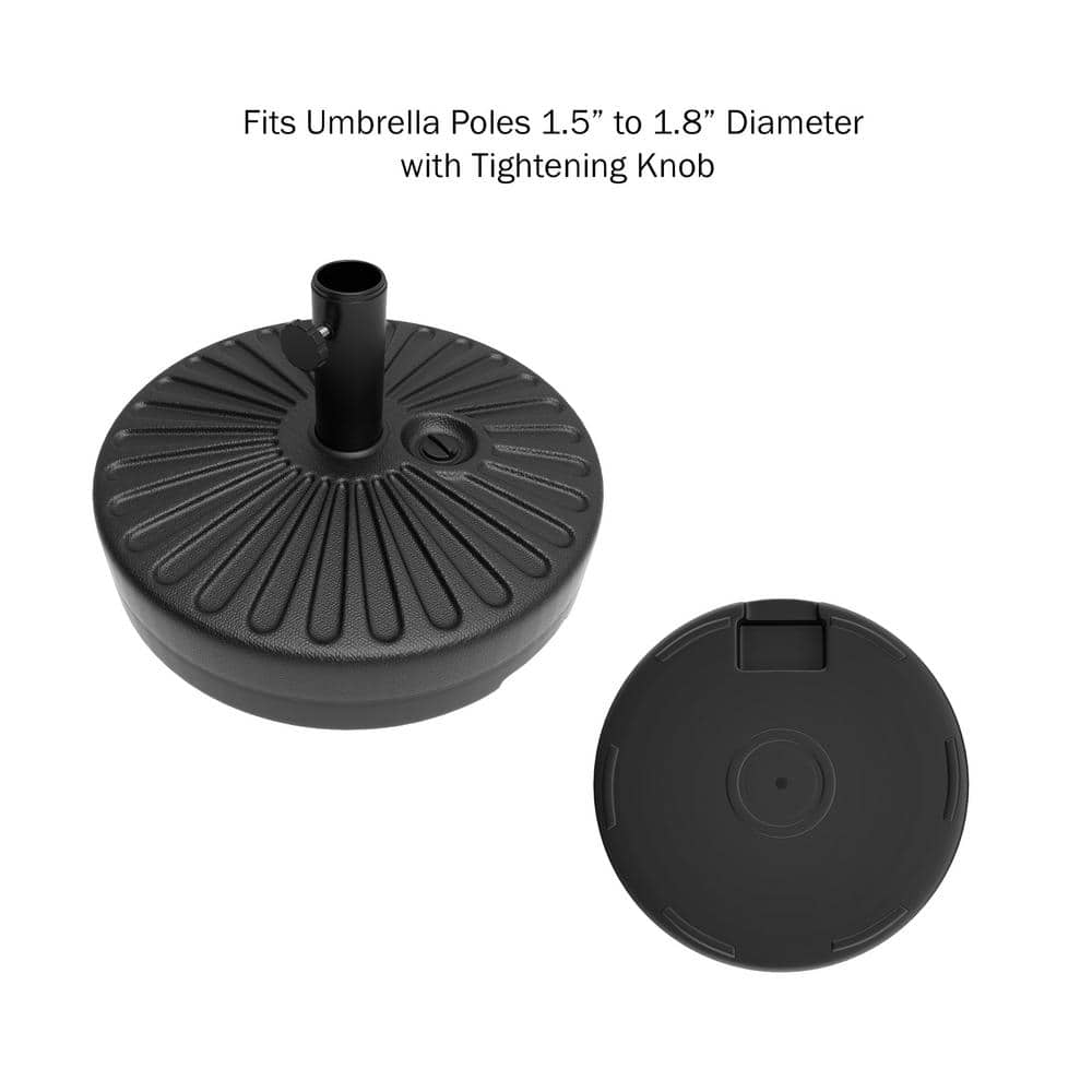 Pure Garden 50lb Fillable Freestanding Umbrella Stand for Outdoors (Black)