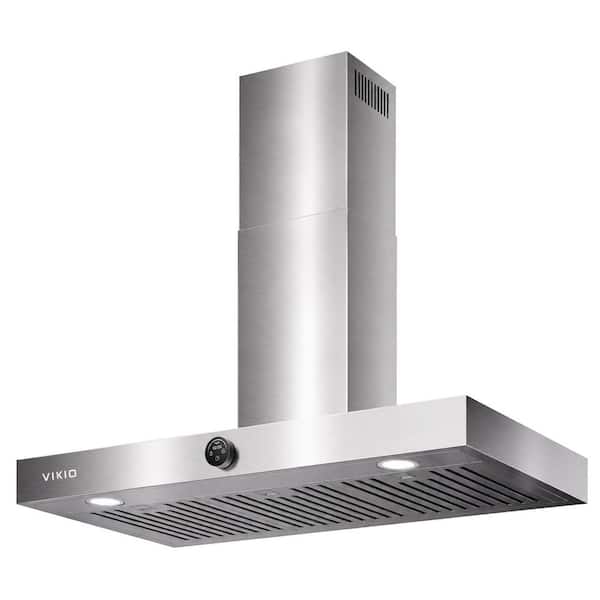 36 in. 600 CFM Convertible Ducted to Ductless Wall Mount Range Hood in Stainless Steel, 3-Ways Venting, 2-Baffle Filters