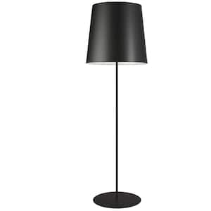 68 .5 in. Black Floor Lamp with a Black Fabric Shade