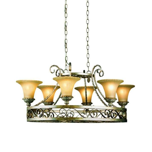 Eurofase Seraphine Collection 6-Light Silver and Gold Hanging Chandelier