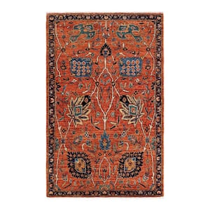 Serapi One-of-a-Kind Traditional Orange 3 ft. x 5 ft. Hand Knotted Tribal Area Rug