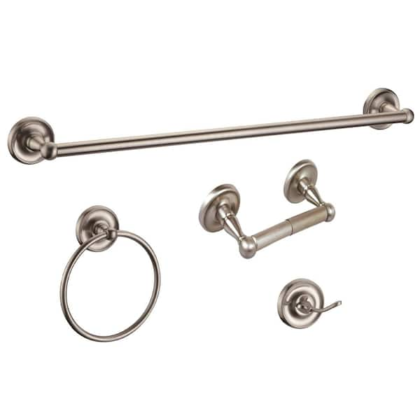 Design House 188706 Kassel 4-Piece Bathroom Accessory Kit Satin Nickel