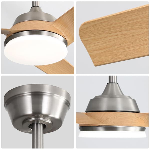 52 in. Integrated LED Indoor/Outdoor Nickel Ceiling Fan with Light Kit and Remote Control