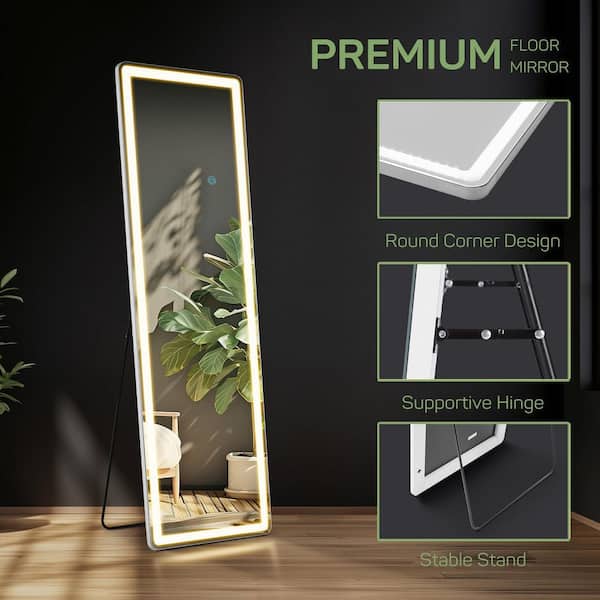 16 in. W x 60 in. H Rectangular Frameless Tilt Wall Bathroom Vanity Mirror in White