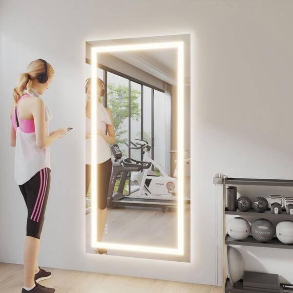 32 in. W x 72 in. H LED Rectangle Frameless Wall-Mounted HD Gym Mirror Dance Mirror Garage Vanity Mirror